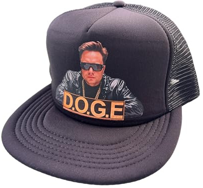 Elon Musk D.O.G.E. Trucker-Mütze - Regierungseffizienz, kühne Reform-Statement, verstellbare Snapback-Meshback-Kappe, schwarz, Schwarz, Einheitsgröße
