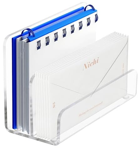 Thatyro Vertikaler Briefhalter aus Acryl, 2 Fächer, 1 | Briefhalter für Des, Büro, Zuhause, Aktenumschlag, Post-Organizer, Schreibtisch-Rechnung, Dokument, Notizbuch