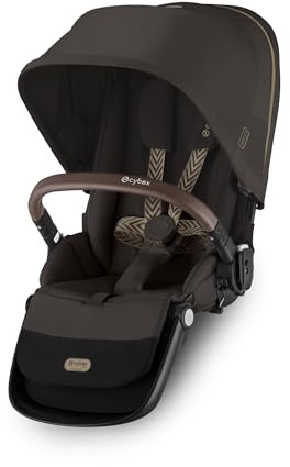 CYBEX Gold Sitzeinheit GAZELLE S und e-GAZELLE S, Chocolate Brown | Ab Geburt bis ca. 4 Jahre, Verwandelt den Kinderwagen in einen Geschwisterwagen, Flache Liegeposition, XXL-Sonnenverdeck