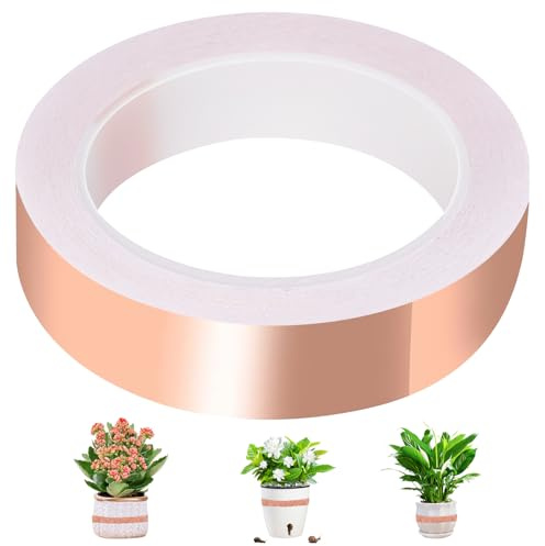 Kupferband Gegen Schnecken 30mm x 25m Kupferband Selbstklebend Abschirmband | Kapton Tape Leitende Kupferfolienband Schneckenabwehr Für EMI Schneckenzaun Schneckenschutz Hochbeet Pflanzen