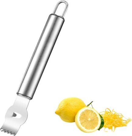 Heanvmyss Handheld Lemon Zester Grater,Cheese Grater,Citrus Orange Peeler Stainless Steel,Professional Lemon Slices,Kitchen Peeler Tool for Gin Cocktails,Lime,Chocolate,Ginger,Garlic(Silver)