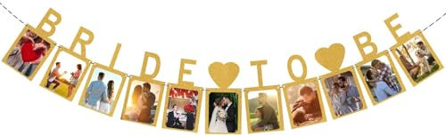 DazzJoy Glitzer Banner Bride to Be Girlande,Gold JGA Girlande DIY Fotogirlande,Bride to Be Deko JGA Accessoires Frauen,Junggesellinnenabschied Deko