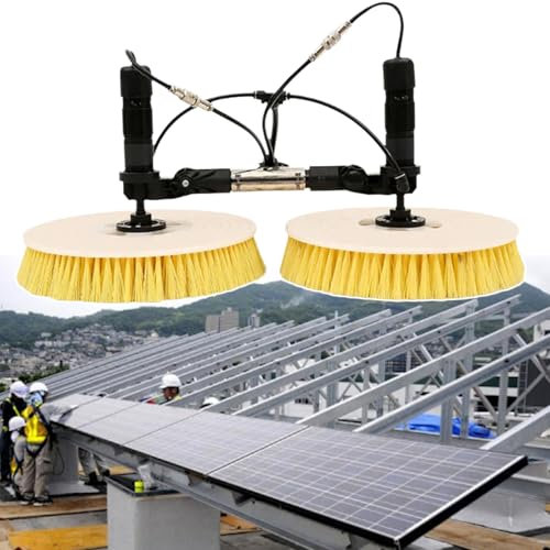 Teleskop-Solarpanel-Reiniger, elektrische Doppelkopfbürste für Außenfenster, Glas und PV-Panels, batteriebetriebenes Wasserreinigungswerkzeug
