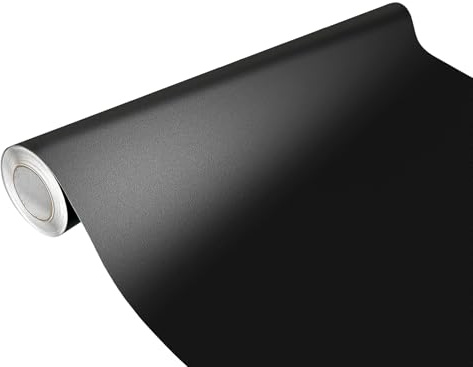 Autofolie matt 151x300 cm | Klebefolie Auto mit Luftkanal-Kleber und UV-Schutz | Selbstklebend Folie für Innen und Außen | Auto Folierung für Tuning | Carwrappingfolie | Strukturfolie Schwarz Matt