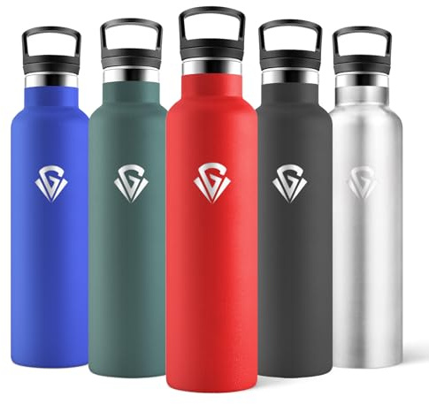 Motswedi Botella Termica Agua Acero Inoxidable, 750ml Libre de BPA, 2 Tapas Incluidas (Con Pajita), 304 Acero Inoxidable, Botellas para Oficina, Gimnasio, Salidas diarias - Rojo
