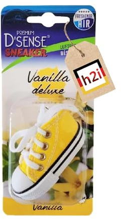 h2i Schuh-Lufterfrischer Gelb | Duftbaum Auto Aufhänger Diffusor | Duft Parfüm | Autoduft Gegen Gerüche | Innenraum Duftspender Automatisch im Taxi, Büro, Zuhaus | Duft Vanille | 1 Stück