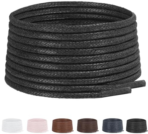 UamGlsob Cordones Finos Redondos Encerados de 3 mm para Hombre | para Botas de Cuero, Zapatos de Golf y Calzado Formal
