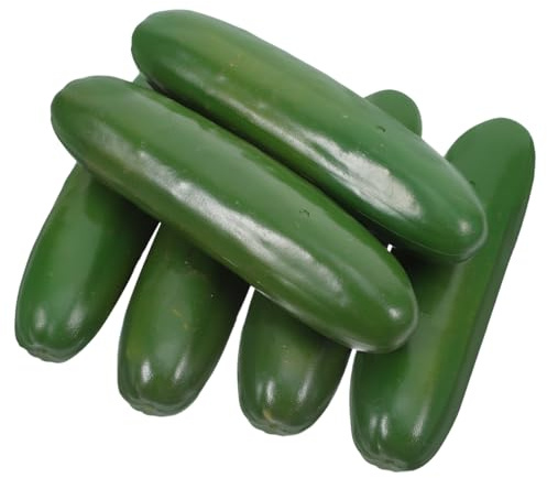 Amosfun Pepinos Falsos De Plástico Decoraciones De Pepino Verde Realistas 6 Unidades 7.08 X 1.96 X 1.57 in para Decoración del Hogar Cocina Manualidades Y Accesorios Fotográficos