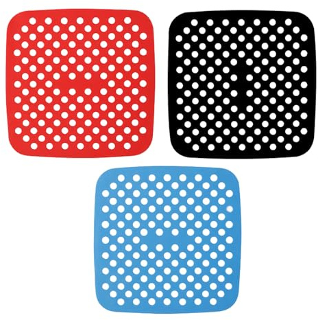 3PCS Silicone Air Fryer Liners,7.5 Square Reusable Non-Stick Airfryer Liners,Easy to Clean Air Fryer Accessories for Kitchen Baking