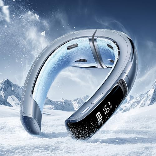 RANVOO AICE LITE MAX 2026 - Condizionatore da collo con IA, raffreddamento reale rapido, ventilatore da collo ricaricabile 6000 mAh, flusso d'aria 720°, regalo estivo per mamma, blu glacier