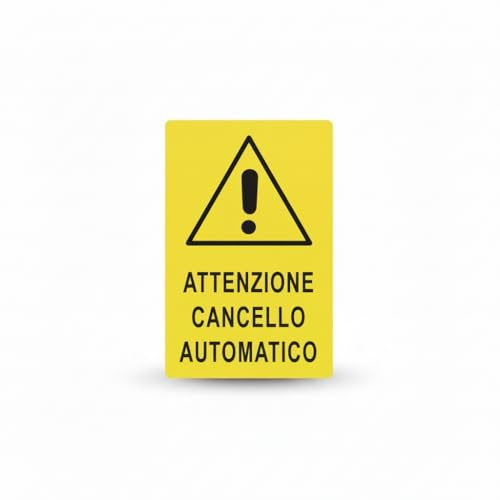 Cartello Segnaletico PVC Attenzione Cancello Automatico, Giallo, 30x19,5 cm