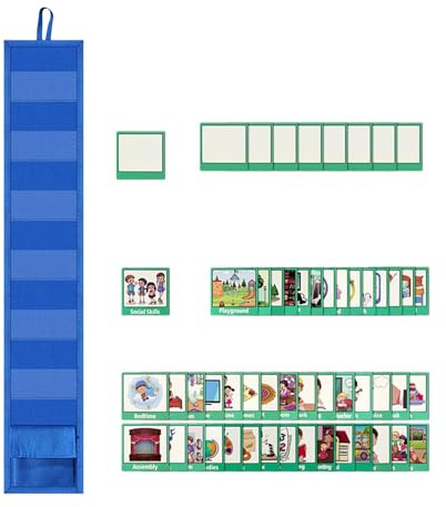 Tagesroutine für Schüler - Tragbare visuelle Zeitplantasche, Homeschool Klassenzimmer Kalender mit 54 Karten, ADHD Lernverhalten Tool System Motivation Unabhängigkeit Struktur Consis