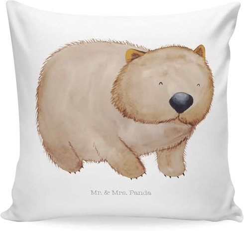 Mr. & Mrs. Panda Dekokissen Wombat - Geschenk, Tiermotive, Kissenhülle, Sofakissen, Tiere, Motivation, Australien, Spruch, Motivkissen, Gute Laune,