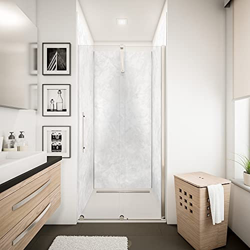 Schulte pack lot de 3 panneaux muraux l.100 x h.210 cm + 5 profilés (2x finition, 1x extension, 2x angle), revêtement salle de bain douche, épaisseur 3 mm, marbre, avec adhésif double face