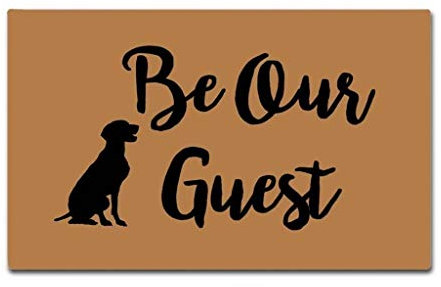 Shinewe Fußmatte mit Aufschrift „Be Our Guest Door“, lustige Matten (45,7 x 76,2 cm), Vliesstoff mit Rutschfester Rückseite aus Gummi