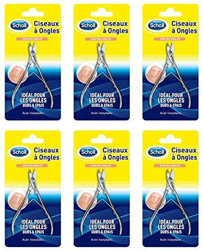 SCHOLL Lot de 6 Ciseaux à Ongles de pieds Coupe Nette et Précise 11 cm