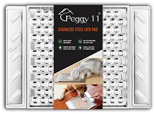 PEGGY11 Durable Stainless Steel Lick Pad for Cats & Dogs | Strong Suction Cups | Anxiety Relief & Slow Feeder | Dishwasher Safe - Single
