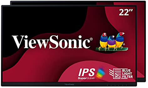 ViewSonic VA2256-MHD_H2 Dual Pack Head-Only 1080p IPS Monitors with FreeSync, HDMI, DisplayPort and VGA for Home and Office