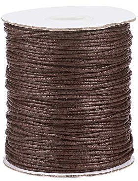Craftdady 91 Meter geflochtene gewachste Baumwollschnur Schnur 1,5 mm Kunstleder Perlenschnur mit Spule für DIY Halsketten, Armbänder, Schmuckherstellung, Sattel, Braun