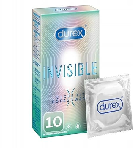 Durex Invisible Kondome – Kondome extra dünn für intensives Empfinden beim gemeinsamen Liebesspiel (Close Fit 10)