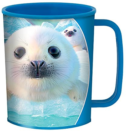 3D LiveLife Drinking Cup - Seal Pups from Deluxebase. 3D Lenticular Cute Plastic Cup. 300ml Plastic Cups for Kids with Original Artwork Licensed from Renowned Artist, David Penfound