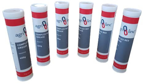 Agri-Linc Red Complex Grease Cartridges, Box of 6 - EP2 Complex Lithium for High Temperature and Pressure - 400g/14oz Cartridge for Grease Gun
