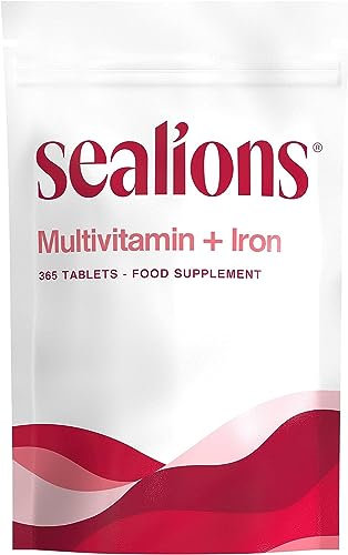 Sealions Multivitamin + Iron | 365 High Strength Vegetarian Tablets | Immunity Support, Energy Production & Reduce Tiredness | Up to 1 Year Supply