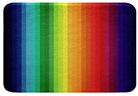 Regenbogen Badezimmerteppich 40x60cm Badematte Marmor Streifen Bunt Multicolor Badteppiche für Kinder Jungen Mädchen Wohnzimmer Schlafzimmer Weich Rutschfest Waschbar Badvorleger Ultra Shaggy