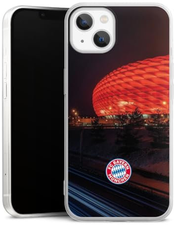Slim Case extra dünn kompatibel mit Apple iPhone 13 Silikon Handyhülle transparent Hülle FC Bayern München FCB Stadion