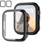 JZK 2 en 1 Funda protectora impermeable de 2 piezas para Apple Watch 7 41mm, con protector de pantalla de cristal templado, protector de pantalla para iWatch, Negro+Claro