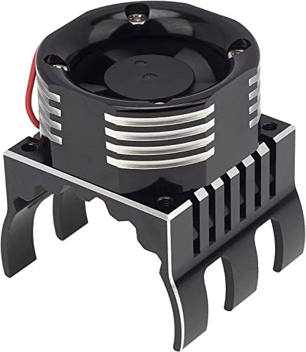 DKKY RC Cooling Fan Motor Heatsink 21000 RPM for SCX10, TRX4, Slash/Rustler/Stampede/Bandit/Arrma Kraton Mojave Senton etc. 1/8 1/10 RC Crawler Car 4274 4268 Motor, Aluminium, Black