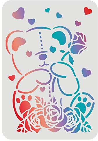 FINGERINSPIRE Teddybär-Schablonen zum Malen 29,7x21cm Kleine Bären-Zeichenschablonen Wiederverwendbare Muppet-Bären-Schablonen zum Malen auf Wand, Holz, Papier, Stoff, Boden
