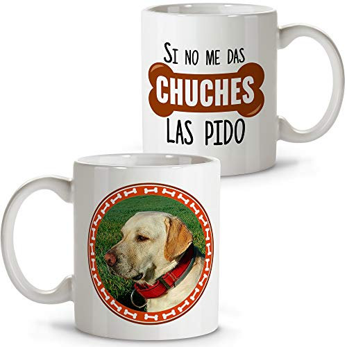 LolaPix Taza Personalizada. Regalo Personalizado. Foto Mascota. Cerámica 330ml. Diseño Perro. Taza Perro Chuches