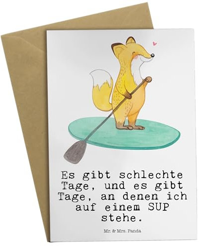 Mr. & Mrs. Panda Grußkarte Stand Up Paddling - Geschenk, Ansichtskarten, Einladungskarte, SUB, Dankeschön, Danke, Hobby, subben,