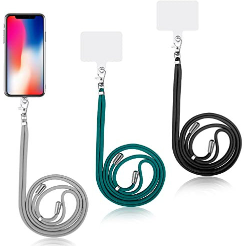 ALTcompluser 3 Stück Handykette und 3 Stück Universal Telefon Patch, Handy Lanyard Pads Handyband Patch Schlüsselband Karabiner Handy Kette zum Umhängen für die Meisten Smartphones(Mehrfarbig)