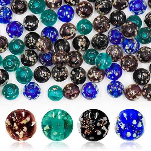 100 Stück leuchtende Glasperlen, leuchten im Dunkeln, 8 mm, runde Perlen für Bastelarbeiten, Armbänder, Schmuckherstellung, Halsketten, Ohrringe – 4 Farben