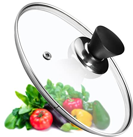 KADAX Coperchio per pentola, coperchio universale in vetro con manico nero opaco, coperchio resistente al calore in diverse misure, coperchio per padella, coperchio in vetro per pentola (26 cm)