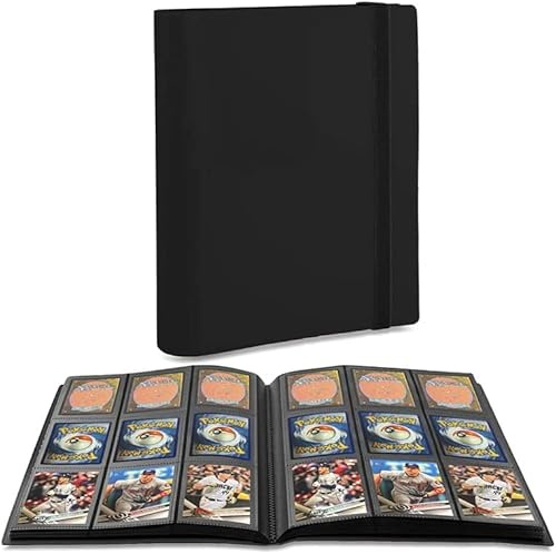 Sammelkartenbinder, 9 Taschen Sportkarten Album Halter für TCG, MTG, Yugioh, Fußball, Basketball, Hockey und Baseball Karten - 20 Seiten, 360 Karten Kapazität - Schwarz