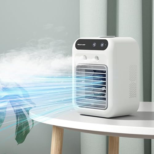 Breadom Portable Air Cooler,Rechargeable Mini Air Conditioner Fan,Cordless Personal Air Coolerfor Home, Office and Room,White