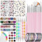 121 Pcs Nail Art kit Accessories Nail Art Brushes, Tools, Nail Pen designing Dotting, Colourful Nail foil, Stripping Manicure Tape, Rhinestone, Nail Glitter Powder, Nail File, In Nail Art Kit Set