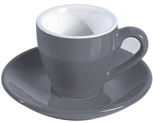ionEgg Espressotasse aus Porzellan mit Untertasse, Espresso-Schnapsbecher, 80 ml, Grau