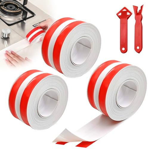 YIDM Dichtungsband wasserdicht Küche: 3 Roll Set Selbstklebendes Dichtband Bad, Fugenband wasserdicht Toilette, für Küche, Badezimmer, Toilette, Enthalten 2 Dichtungswerkzeuge
