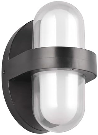 Reality Leuchten LED Außen Wandleuchte Limeira R24256232, Kunststoff Schwarz matt, Kunststoff klar, inkl. 2x 2.5 Watt LED