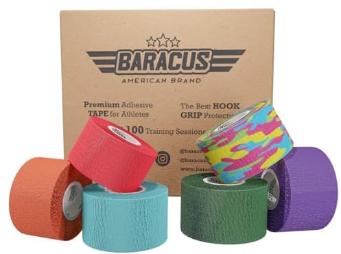 BARACUS Premium Thumb Tape Cross Training and Weightlifting for The Best Hook Grip - 23 ft Long - WOD Tape Chalk and Sweat Proof - Hook Grip Lifting Athletic Thumb Tape (EliteV2Box)