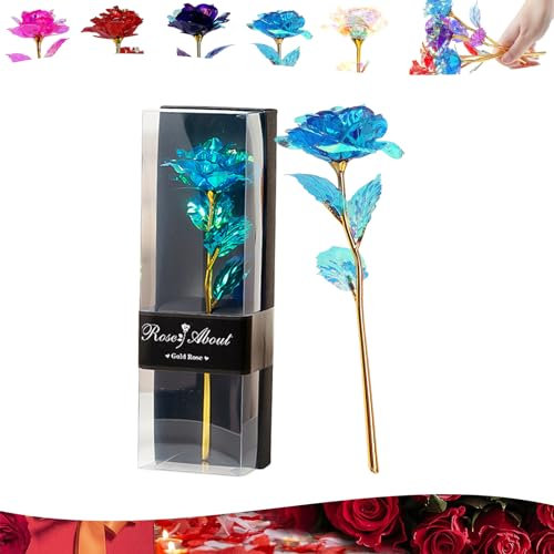 Forever Rose 24K Blue Galaxy Rose - Valentines Day Gifts for Her, Infinity Artificial Flowers, Eternal Present for Women, Mom, Girlfriend, Wife, Daughter - Mothers Day, Birthday, Christmas