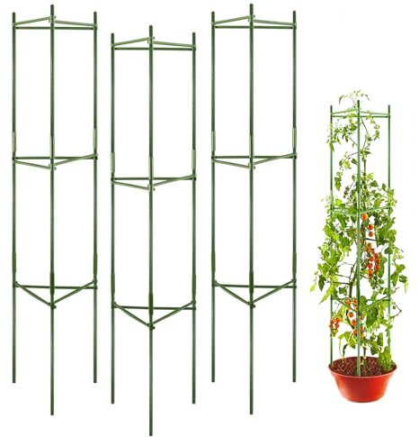 Obelisco per Piante 120 cm, Supporti per Piante di Pomodori, Supporto Piante Rampicanti Interno Esterno, Traliccio Plastica Giardino per Peonia Pea Pomodoro (3 Pezzi)