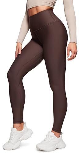 CRZ YOGA Damen Sport Thermo Leggings Winter Warme Sports Yoga Leggins High Waist Fleece Thermal Sportleggins - 71cm Heißes Fudge-Brown 36