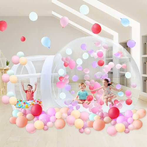 Aufblasbares Seifenblasenhaus 3m, TPU Seifenblasenzelt für Kinder Erwachsene mit Gebläse & Pumpe, Blasenhaus für Indoor Outdoor Garten Hinterhof Geburtstag Hochzeit Party
