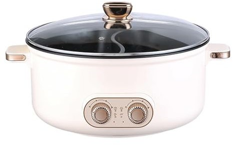HJXBD888 Olla Dos Compartimentos, Interruptor de Doble Control, DesconexióN AutomáTica Ollas Electricas Hot Pot Olla, Adecuado para Fiestas PequeñAs (con 2 Redes Agujereadas),4.5L