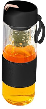 Botella de vidrio con infusor de té magnético | Botellas de separación de té y agua | Botella de té de vidrio con infusor | Taza de té de 450 ml, botella portátil para preparar té, taza de viaje